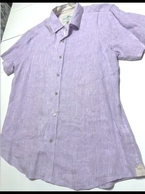 Report Collection Lavender Linen Short-Sleeve Button-Down Shirt